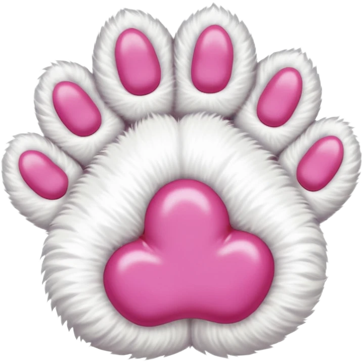 white cat paw with arm, from the bottom, vivid pink toe beans emoji