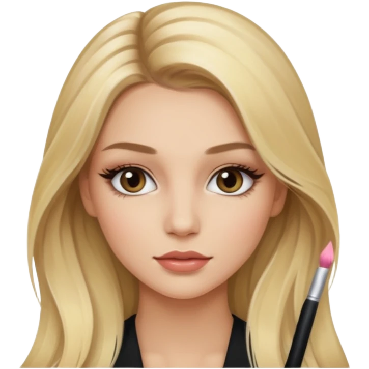 Blonde balayage long hair White young women with Long lashes and make Up  emoji