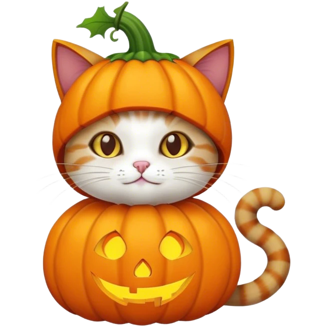 Cat in a pumpkin costume emoji