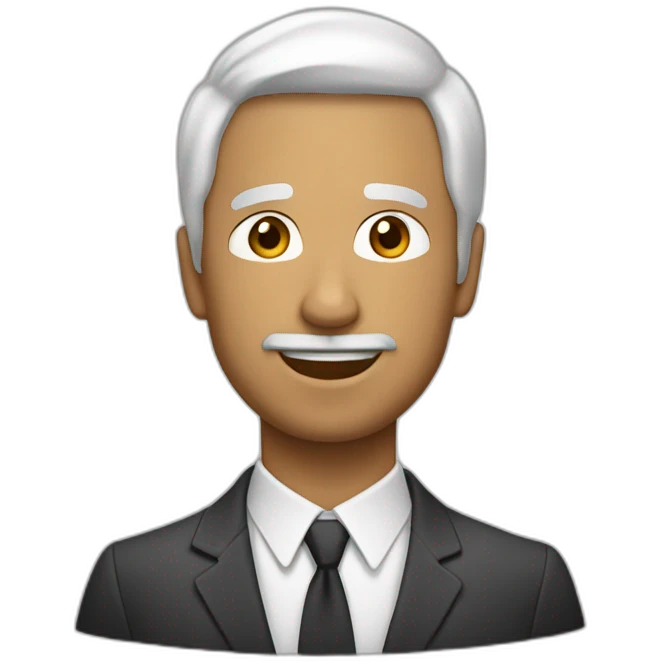 un señor pelo blanco guiando a una persona emoji