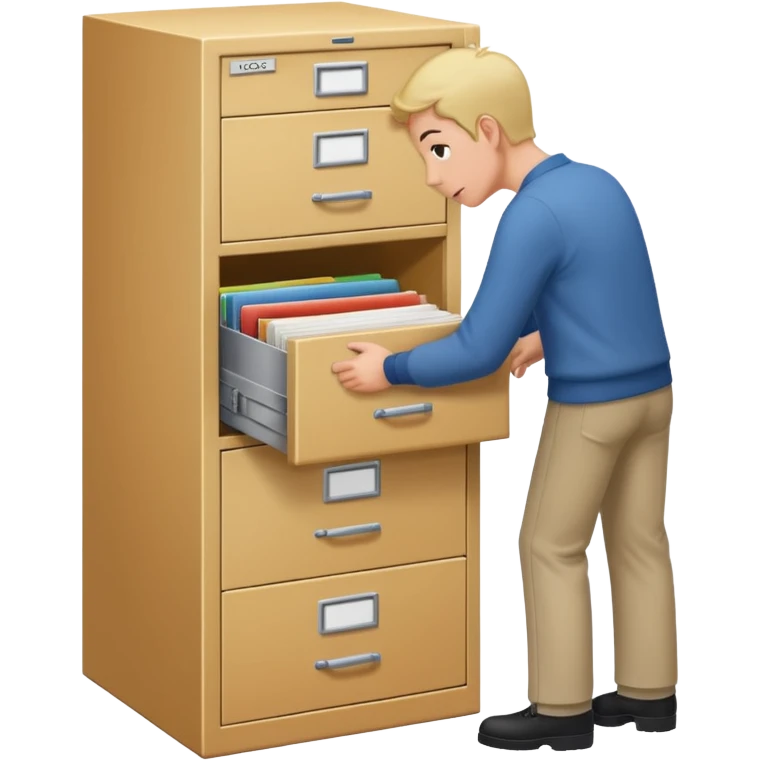  A person opening a filing cabinet to search for file emoji
