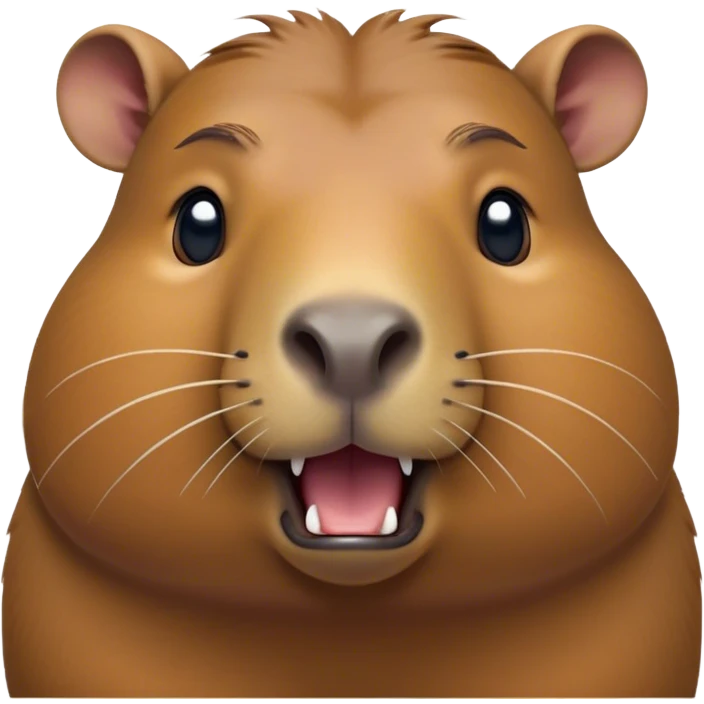 Cinematic Comical Capybara Portrait Emoji, Head tilted dramatically with an exaggeratedly shocked expression, featuring a robust, rotund build and a distinct capybara head with a broad snout and small ears, with wide, comically expressive eyes full of humorous disbelief, Simplified yet hilariously expressive features, highly detailed, glowing with a slightly sassy natural glow, high shine, dramatic yet playful, stylized with an air of quirky charm, soft glowing outline, capturing the essence of a meme-worthy capybara that looks ready to side-eye its way into viral fame! emoji