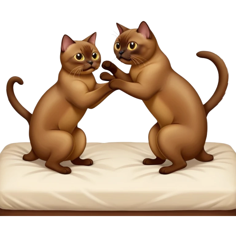 Two Burmese cats fighting on the bad  emoji