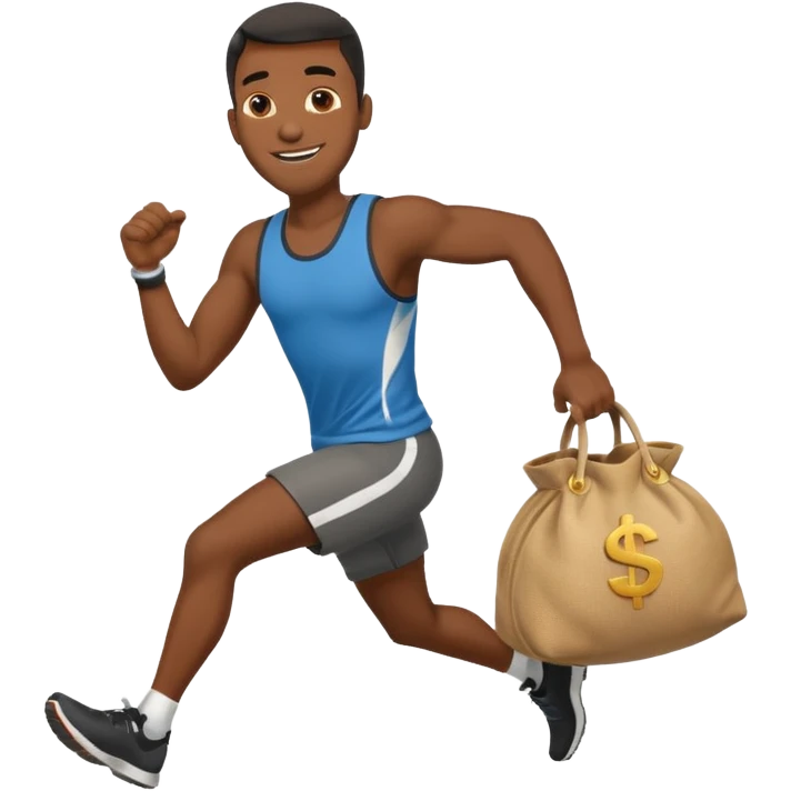 Black Man running with moneybag emoji