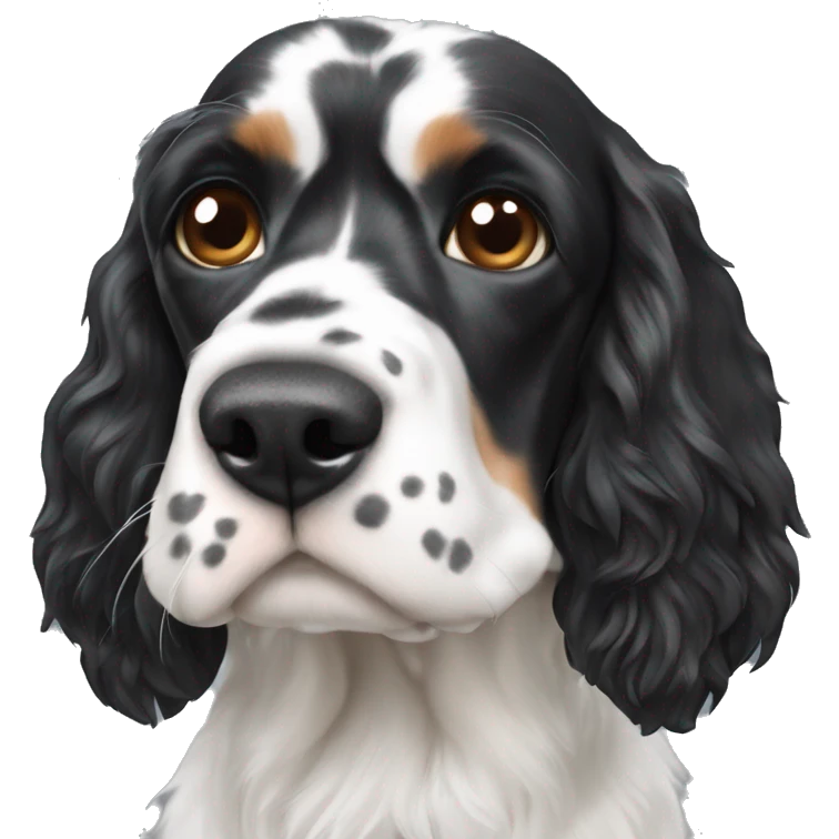 black and white english cocker spaniel with nose spots  emoji