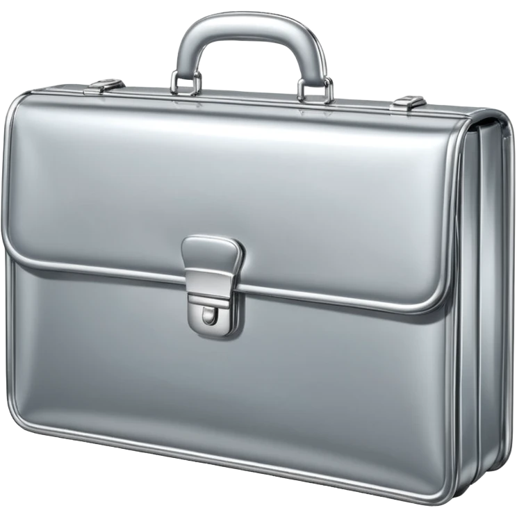 A luxury briefcase emoji made of polished silver chrome, smooth rectangular shape, metallic reflections, minimal high-end design, swag business aesthetic, iOS emoji style, centered, clean white background
 emoji