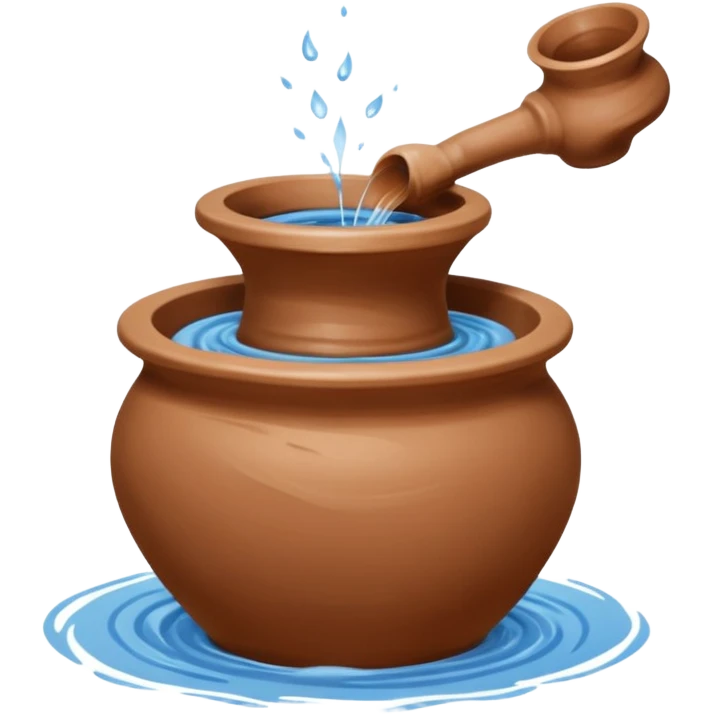 Realistic image of a potter's wheel in action, shaping wet clay into graceful shapes, water splashing gently emoji