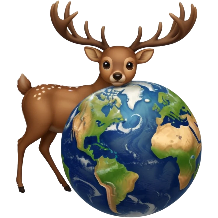 A deer holding the Earth on its antlers emoji