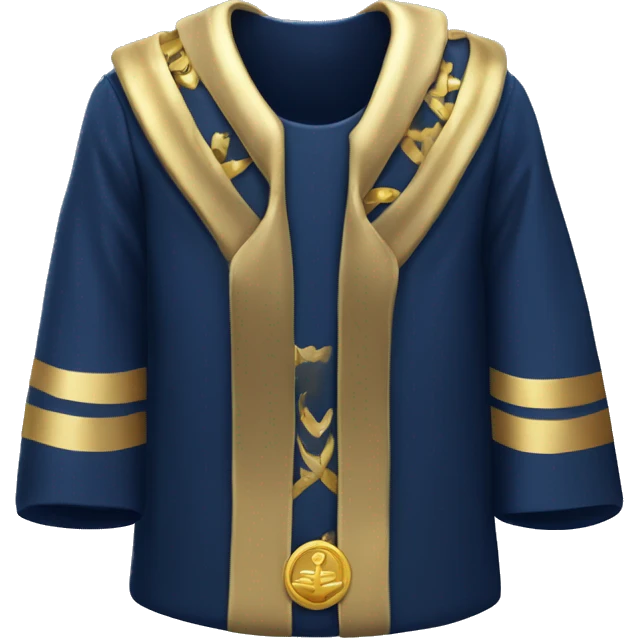 navy blue church robe with a small gold gross on the chest emoji