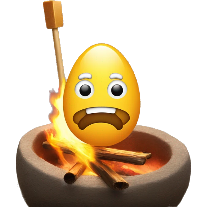 Egg on a stick over a fire emoji