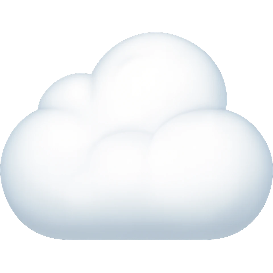 Remove any face or facial features from the cloud shape, keep only the cloud shape. The style should resemble apple emoji style. No background. emoji