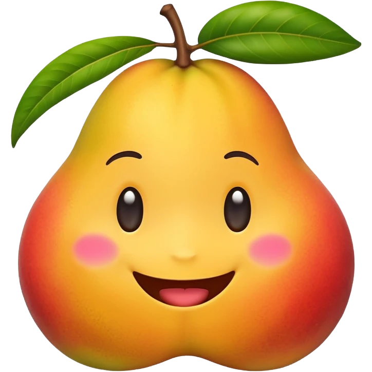 cute emoji-style whole mango with a smiling face, flat design, colorful, minimal shading, high resolution emoji