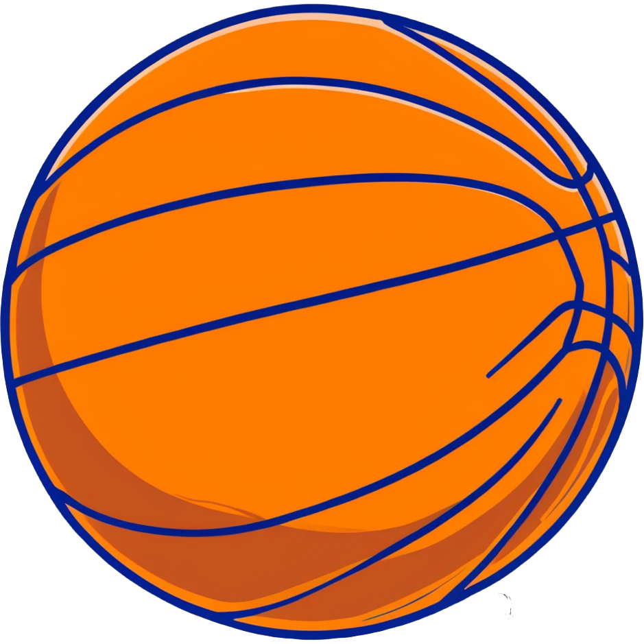 Minimalist Spalding basketball with NBA logo, orange with black lines emoji