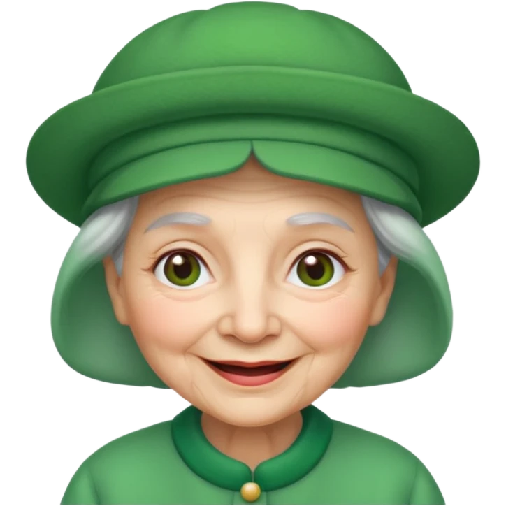 grandma with green hat emoji