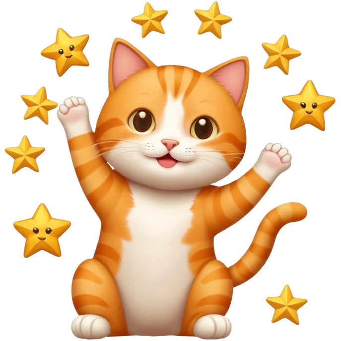 Happy Cat holding 5 stars  emoji
