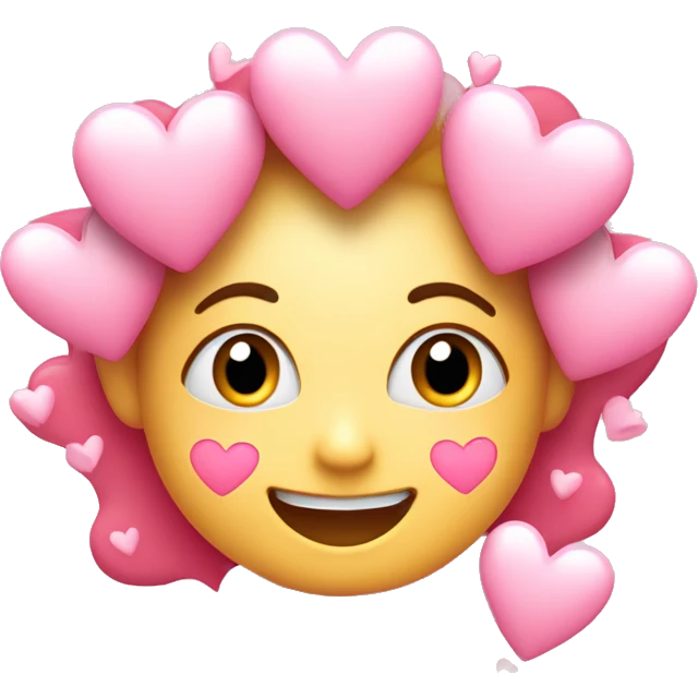 sweet happy face with pink hearts around emoji
