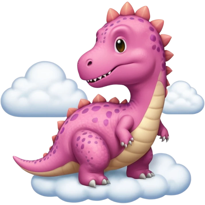 Dinosaurio rosa tierno, diciendo en una nube "Raw" emoji