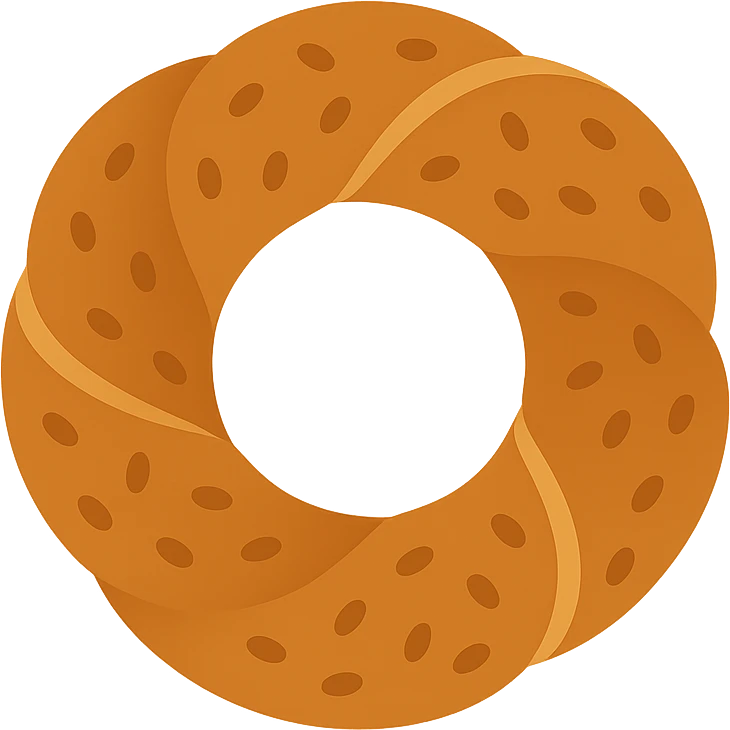 minimal flat icon of simit, Turkish sesame bagel, simple shapes emoji