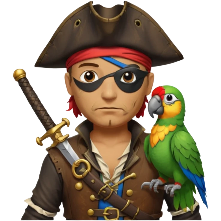 Pirata com papagaio no ombro emoji