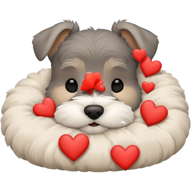 Minature snauzer sleeping with hearts around emoji
