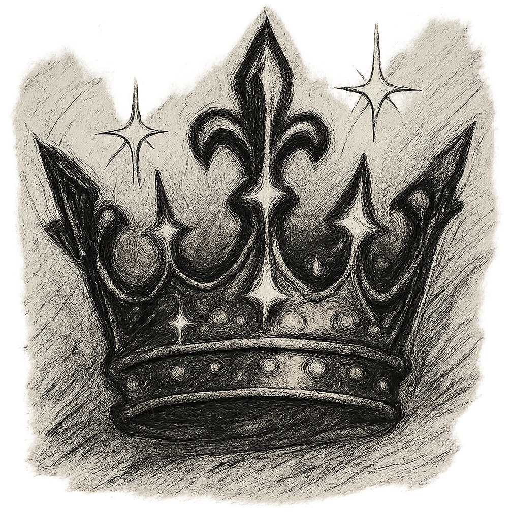 sparkling black and white crown, elegant, high contrast, no color, with sparkling highlights emoji