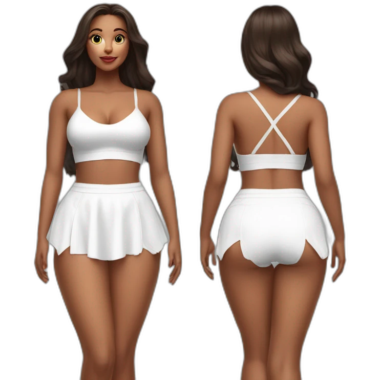full-body-curvy-beauty-white-knickers-short-wide-skirt rear view emoji