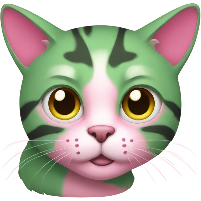 Green and pink cat emoji