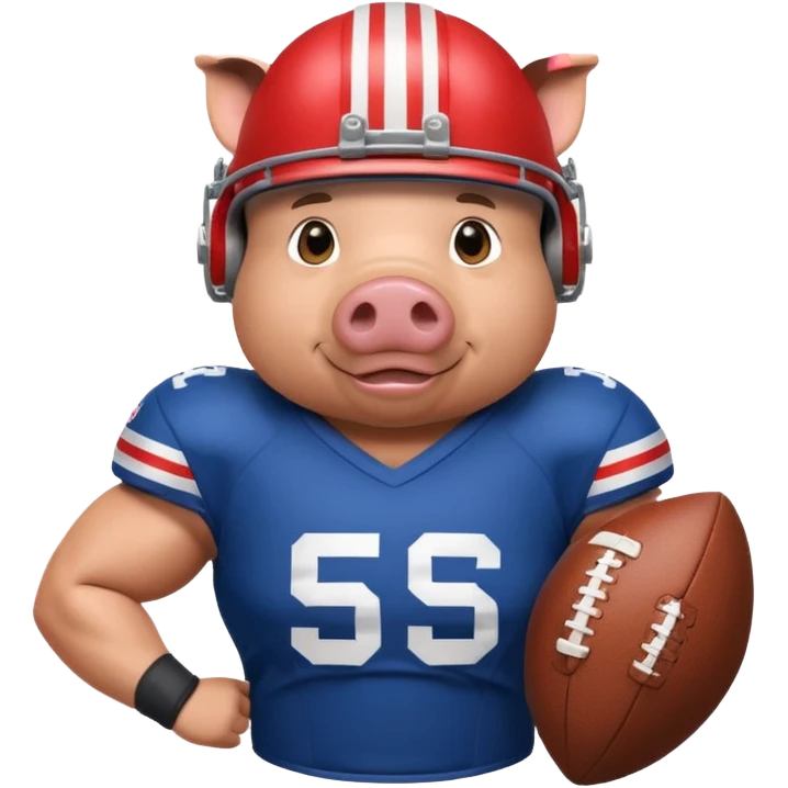 american football player pig with emoji