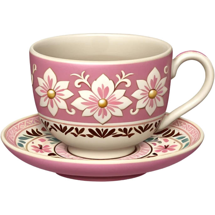 Pink white & beige Talavera tea cup emoji