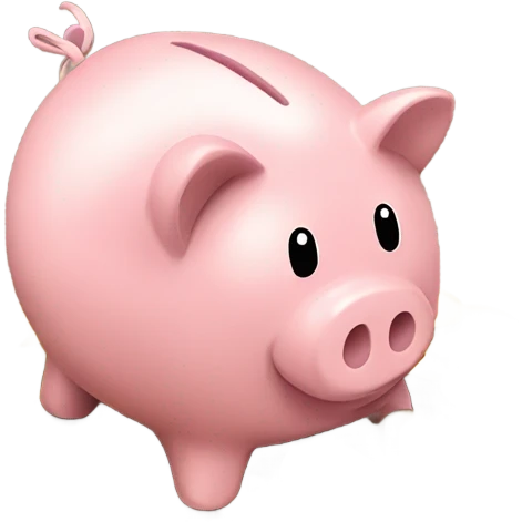 pile of coins in front of piggy bank emoji
