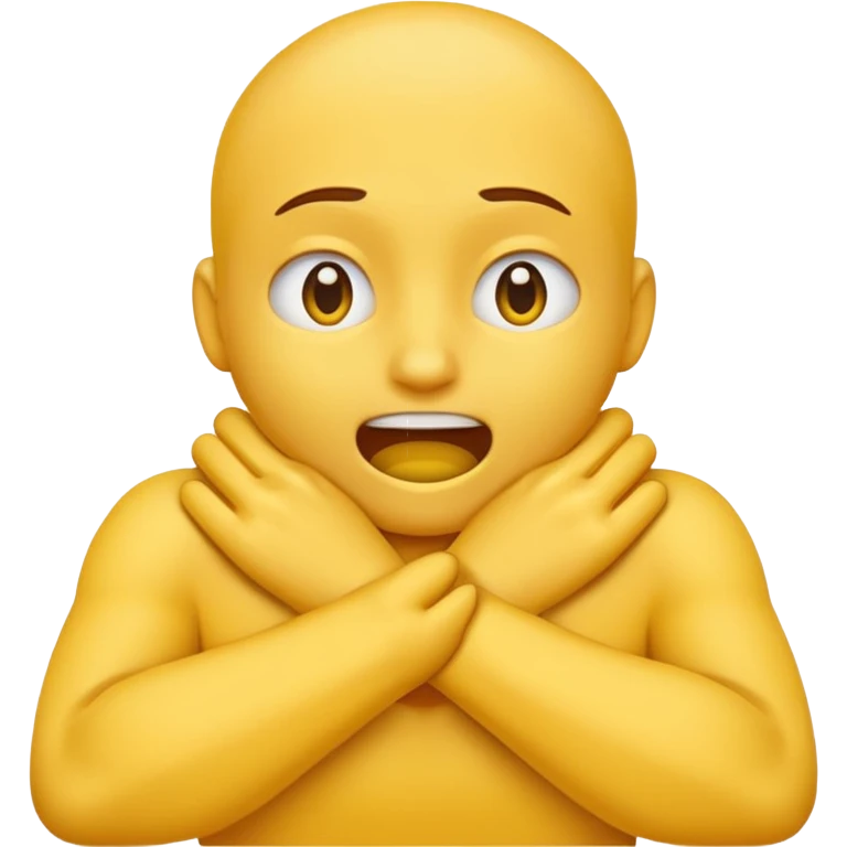 yellow emoji hands choking itself, tight around the neck aggressively  emoji