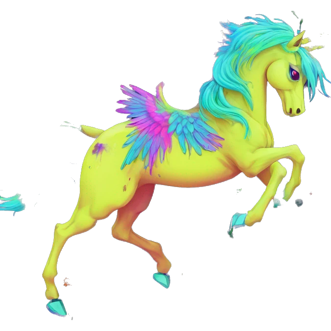 Zombie Pegasus unicorn psychedelic flowers floral groovy art neon rave raving emoji