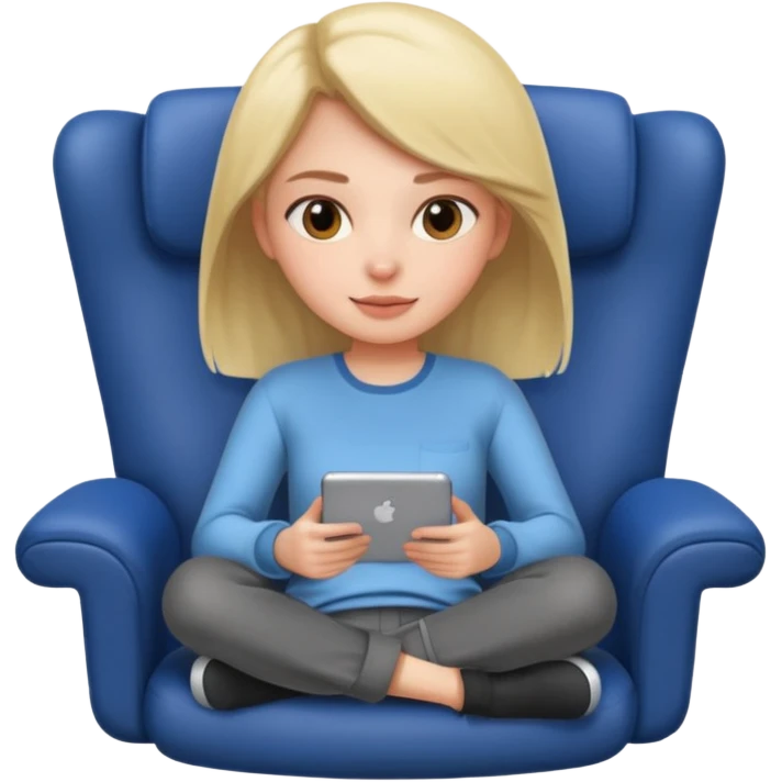 Cartoon faced girl relaxing in an office chair emoji
