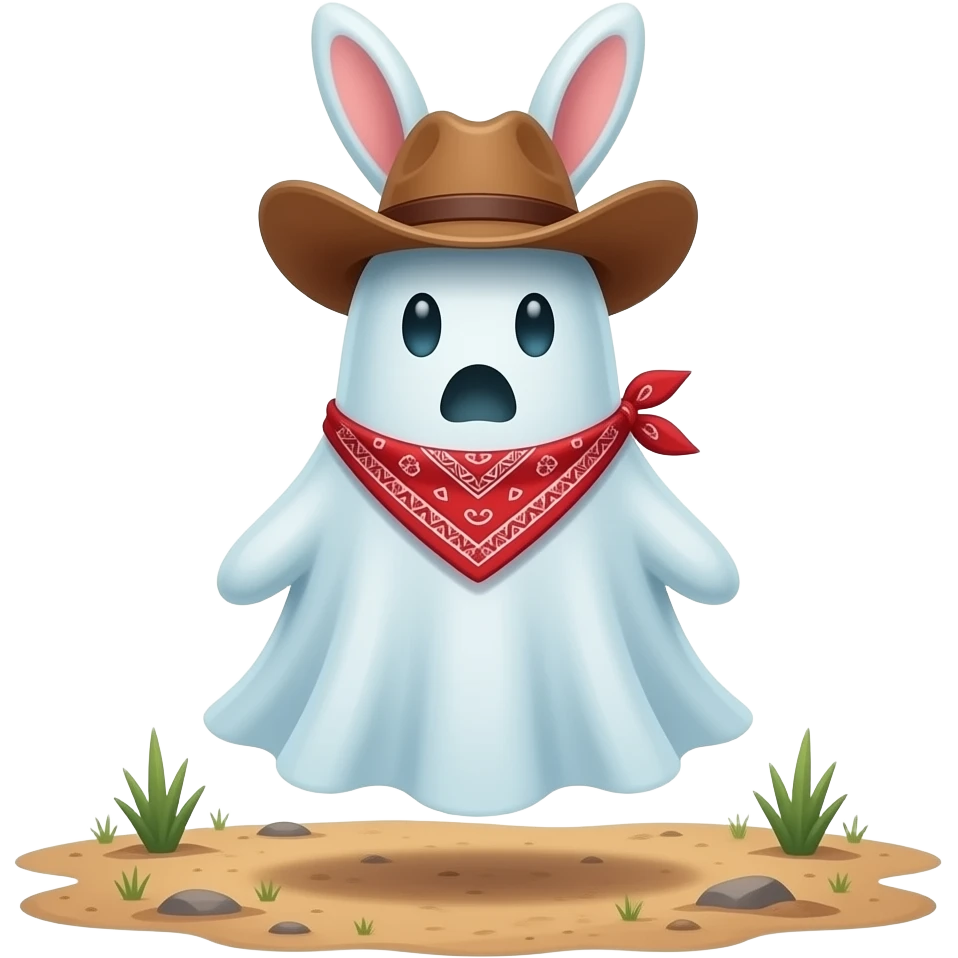 Ghost rabbit/ bunny cowboy emoji