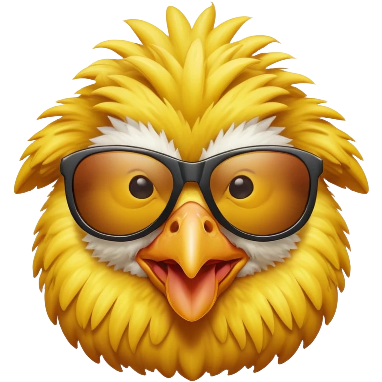 A comical chicken with exaggerated features, wearing sunglasses emoji