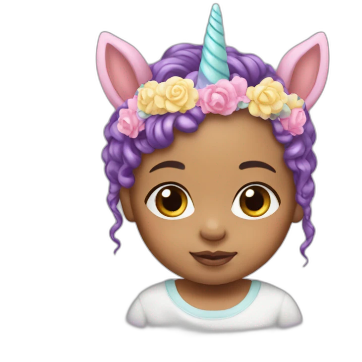 Light skin Newborn with unicorn headband emoji