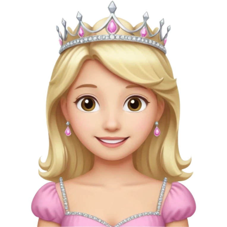 фея с блондинистыми волосами и серебряной диадемой, розовым платьем emoji