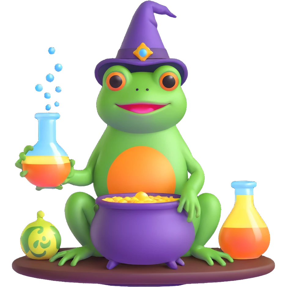 frog wizard brewing potion emoji