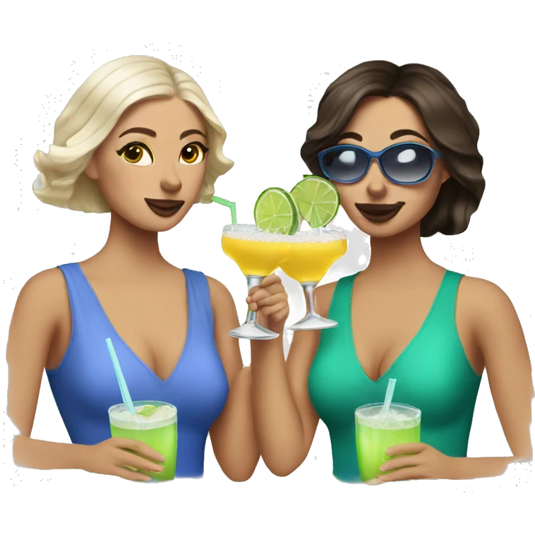 2 white brunettes drinking margaritas emoji