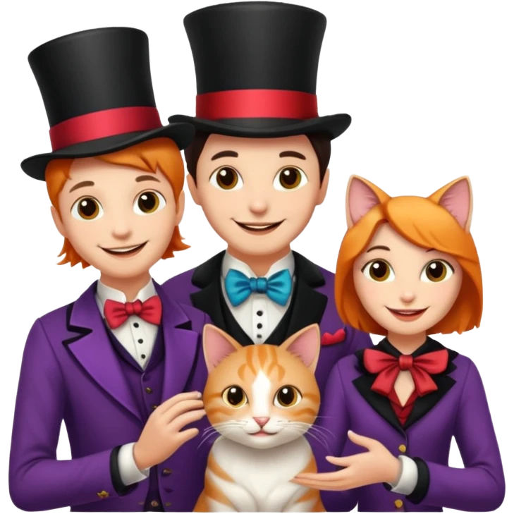 magician couple and their pet cat emoji