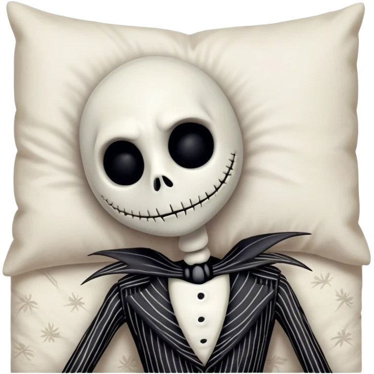 Cinematic 3D ultra realistic 32K HD image of Jack skellington sleeping in bed, stunning detail as though captured in a timeless photograph, rich textures, visually rich, so lifelike that it feels like it could leap off the page at any moment emoji
