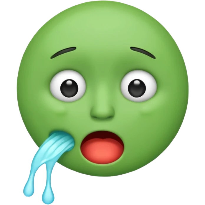 emoji green face vomiting and crying minimal details round shape emoji
