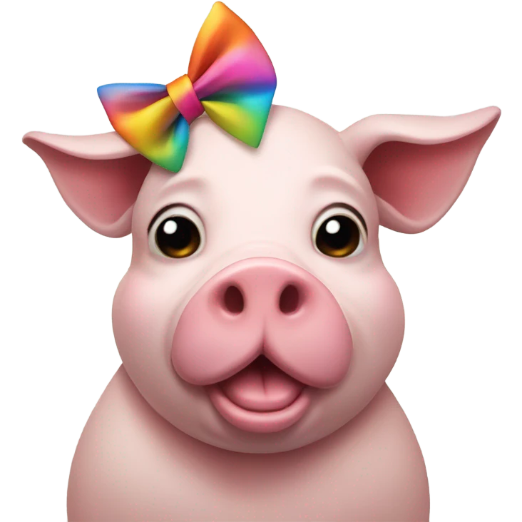 A pig rabbit with a bow emoji