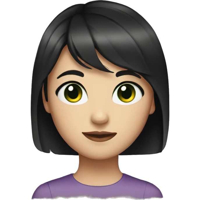 a girl with short black hair and blue-green eyes emoji