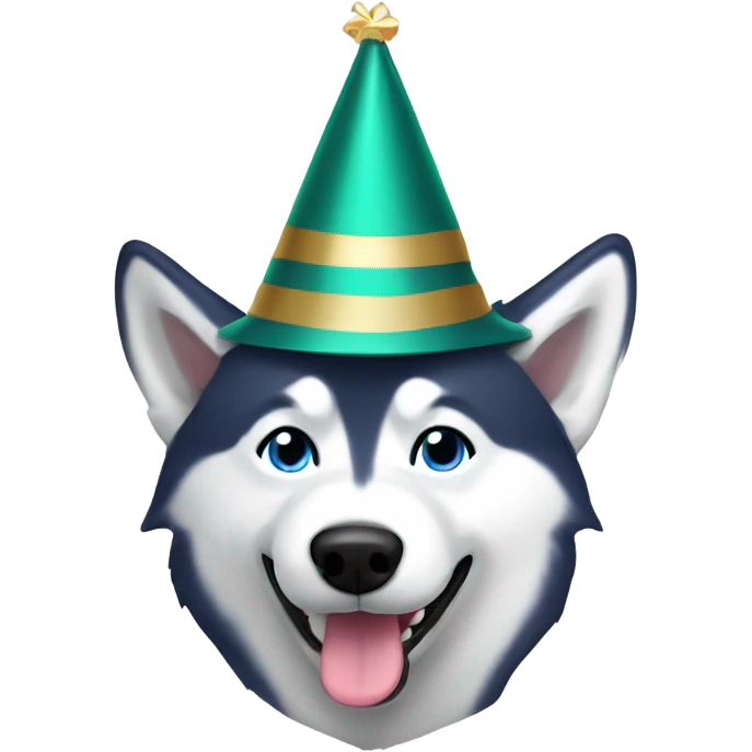 Husky wear New Year hat emoji