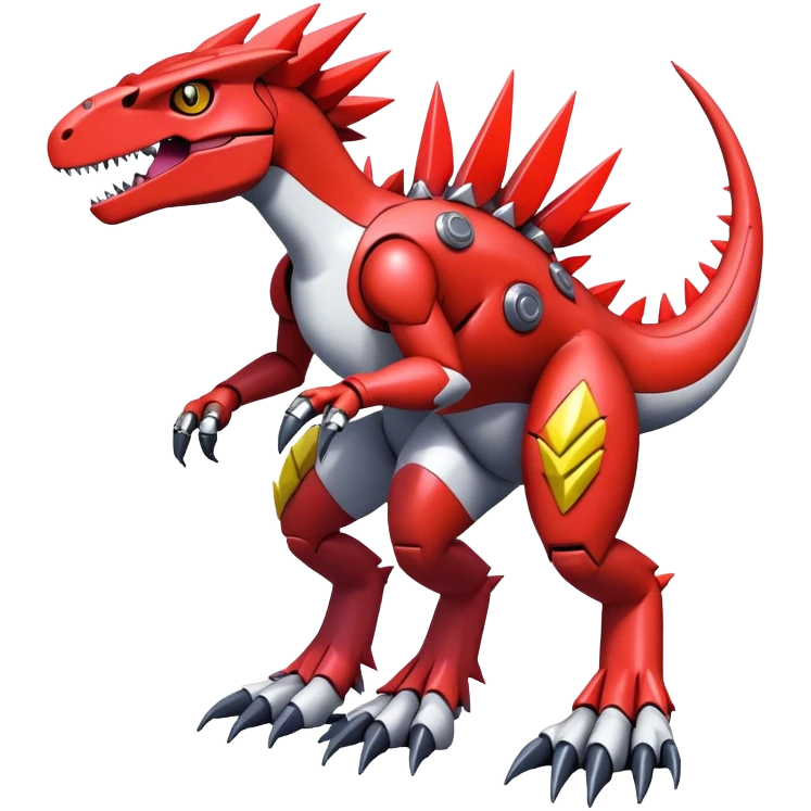 Spiky Cool Edgy Futuristic shiny colorful Digimon-Fakemon-Guilmon-Velociraptor-Mecha full body  emoji