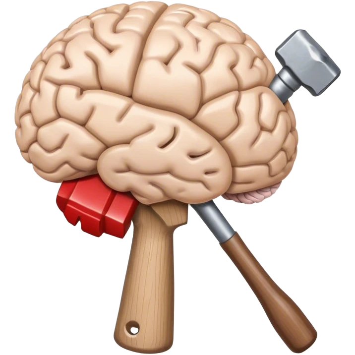 A brain holding a hammer’s  emoji
