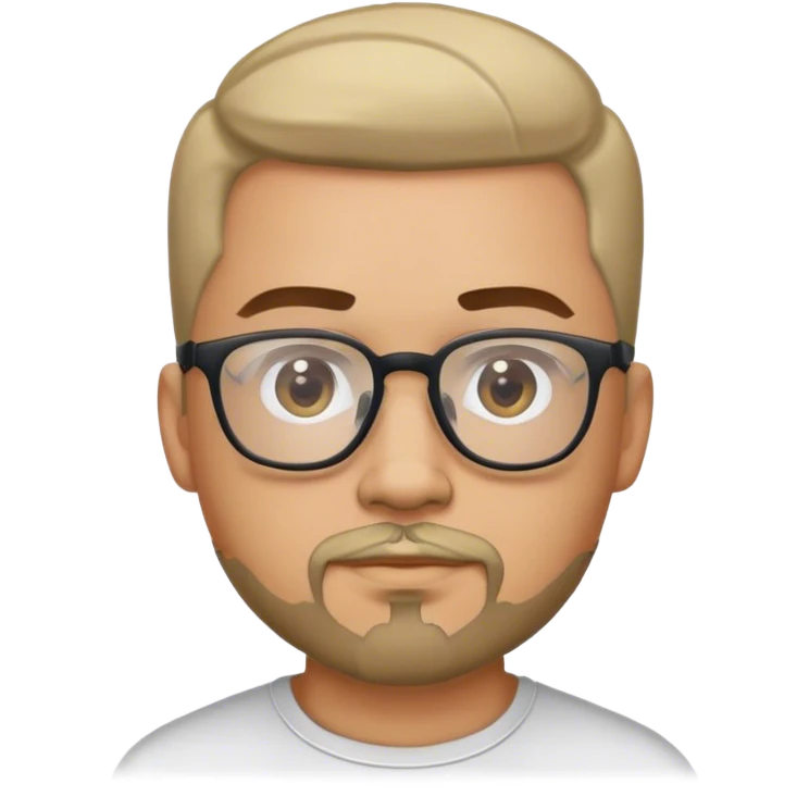 man with goatee light skin soft hair with a side part en mid fade dark eyes and glasses emoji