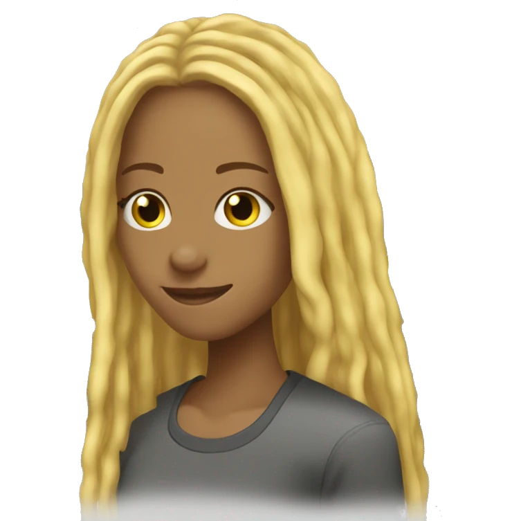 chevy camaro yellow girl with long blonde locs hair and a  smilel emoji