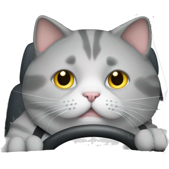 Fat cat driving grey emoji